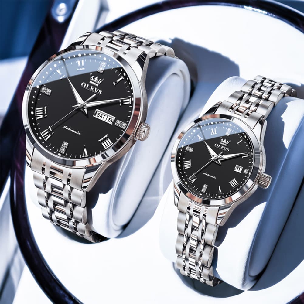 OLEVS 7062 Classic Automatic Couples Watch Set