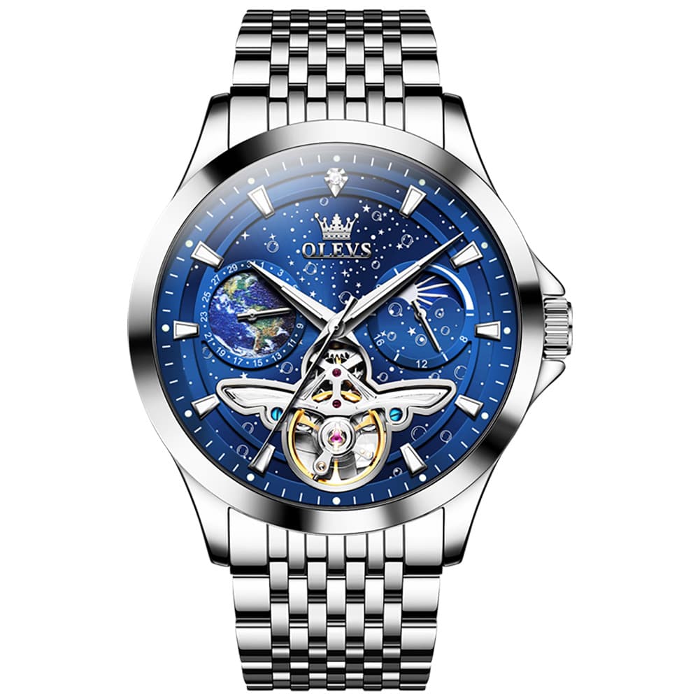 OLEVS 6705 Starry Sky Earth Tourbillon Automatic Mechanical Watch For Men