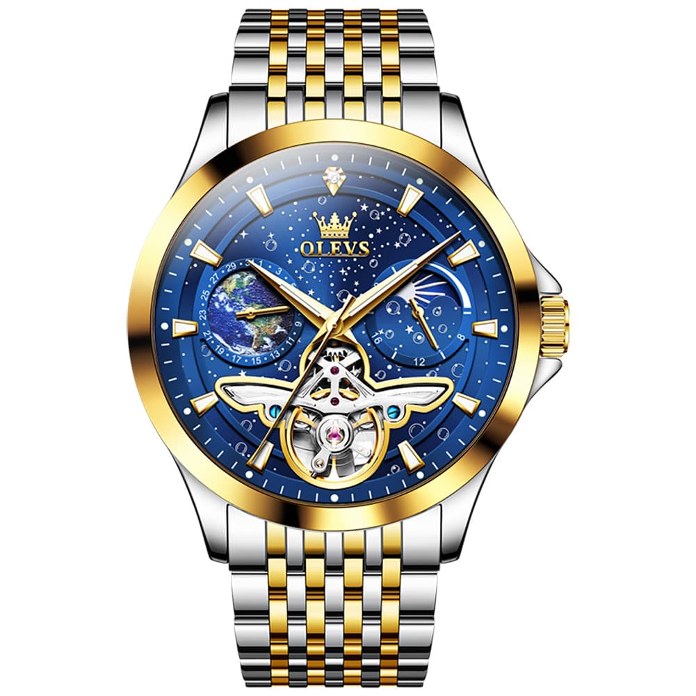OLEVS 6705 Starry Sky Earth Tourbillon Automatic Mechanical Watch For Men