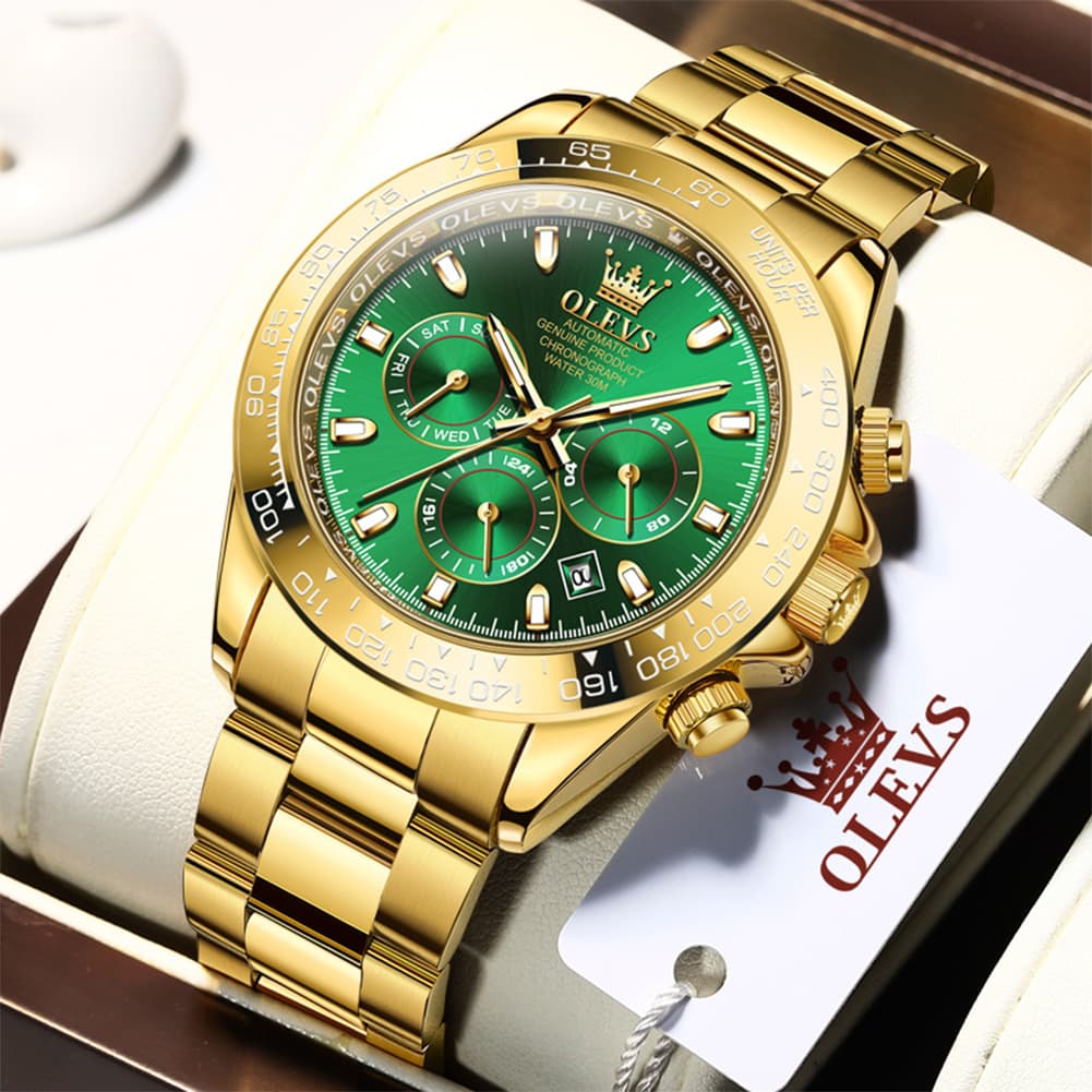 OLEVS 6638 Stainless Steel Chronograph Tachymeter Watch for Men