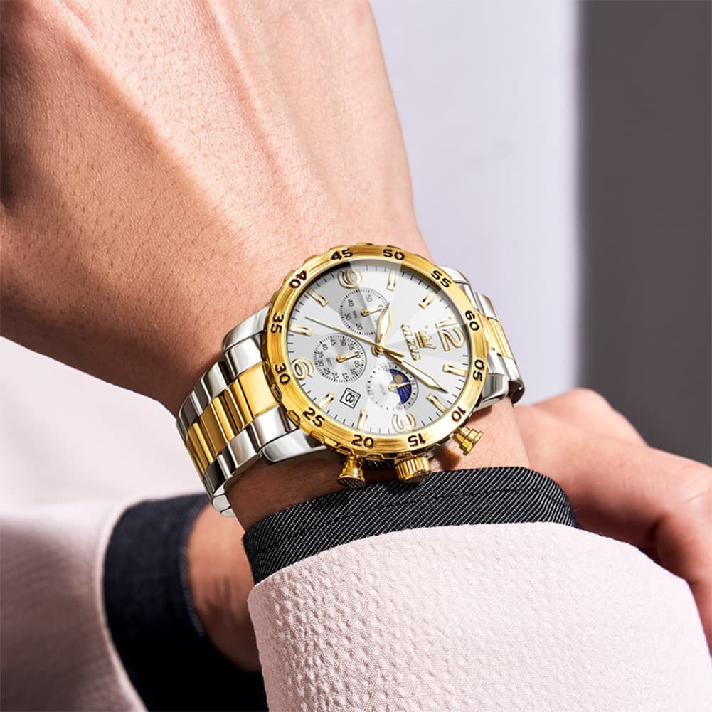 OLEVS 3D Rhombic Chronograph Quartz Watch for Men 3678
