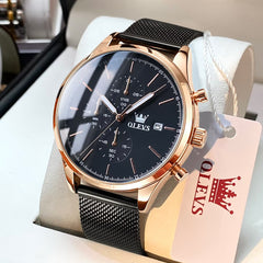 OLEVS 2881 Minimalist Milanese Chronograph Watch for Men