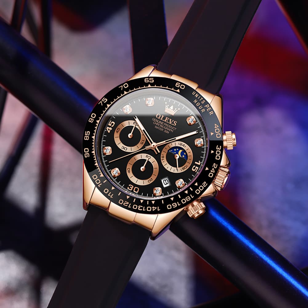 OLEVS 2875 Luxury Moon Phase Racing Chronograph Watch for Men