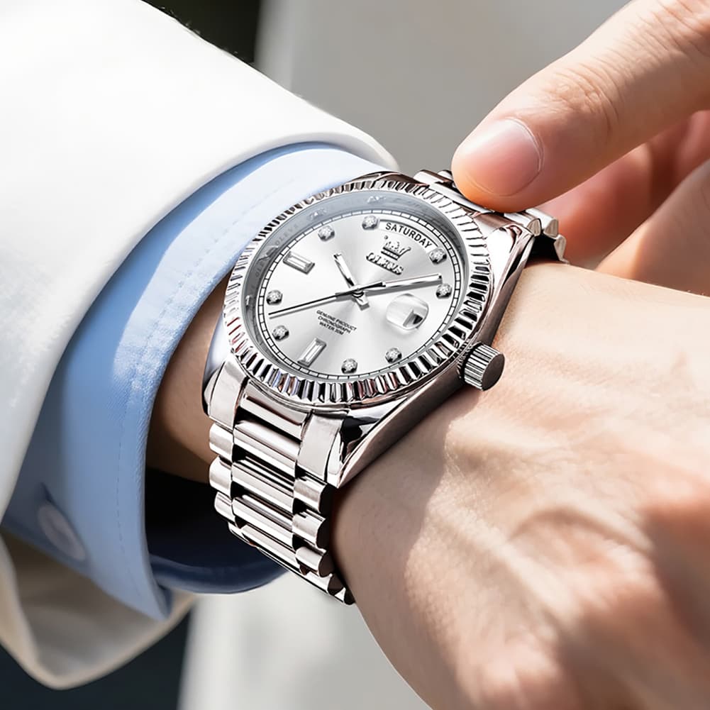 OLEVS 6736 Fluted Bezel Mechanical Watch for Men