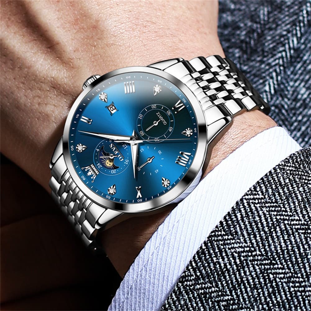 OLEVS 2925 Luminous Moon Phase Quartz Watch for Men