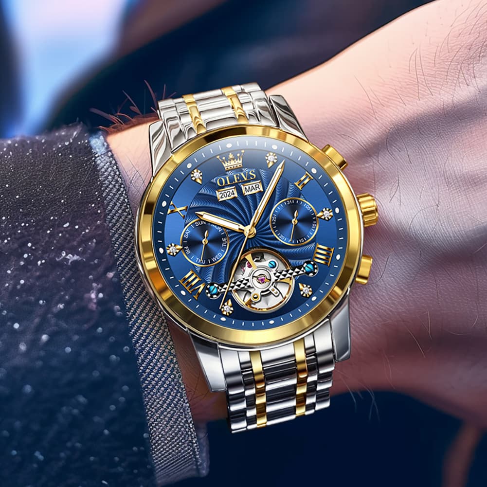 OLEVS 7088 Open Heart Roman Numeral Automatic Watch For Men