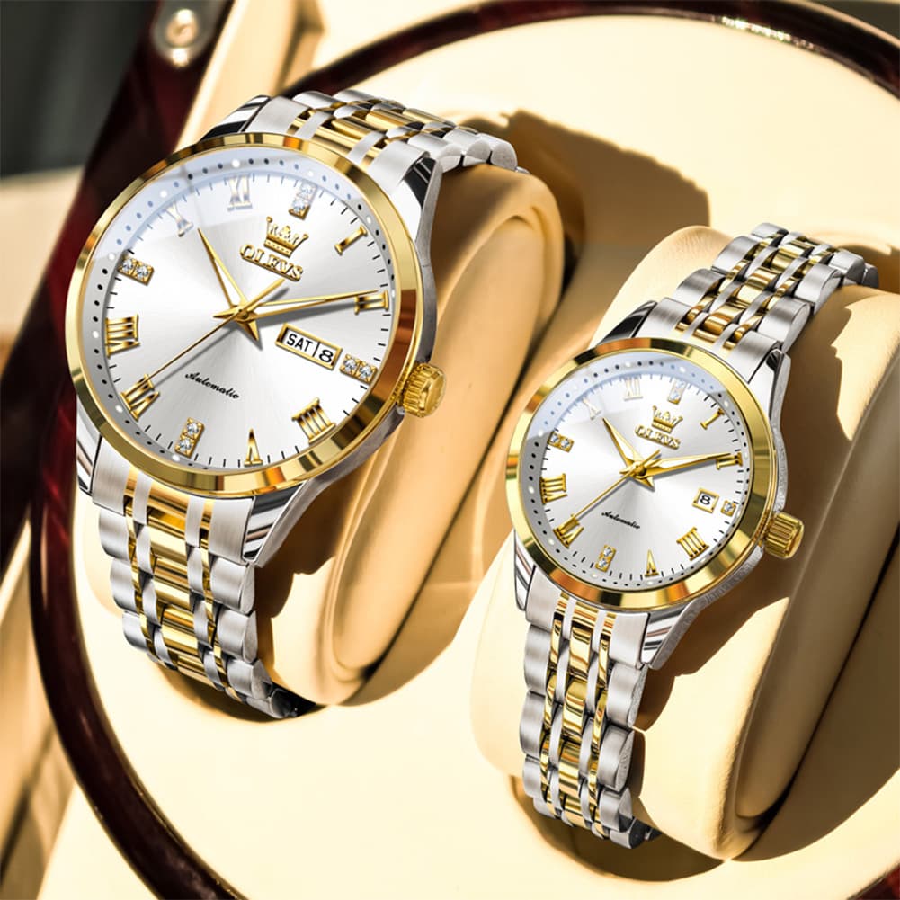 OLEVS 7062 Classic Automatic Couples Watch Set