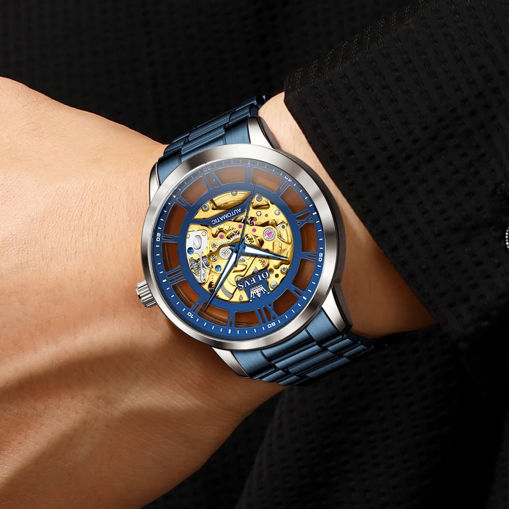 OLEVS 6728 Automatic Skeleton Mechanical Watch For Men