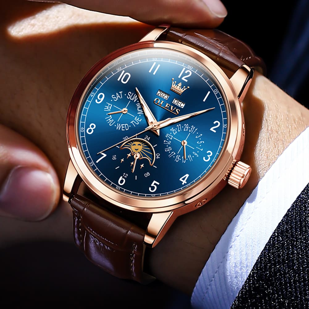 OLEVS 6698 Multifunction Moon Phase Mechanical Watch for Men