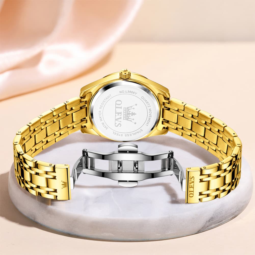 OLEVS 3666 Quartz Luminous Stainless Steel Watch For Women