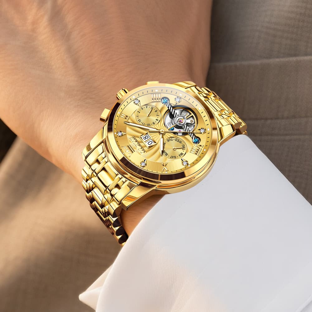 OLEVS Open Heart Multifunction Automatic Mechanical Watch 9910 Big Date for Men