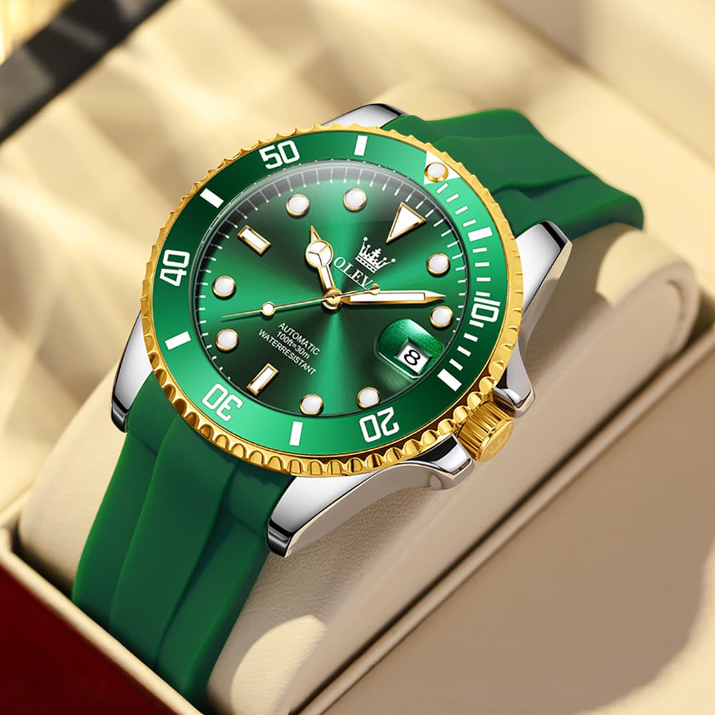 OLEVS 6650 Silicone Automatic Mechanical Dive Watch for Men