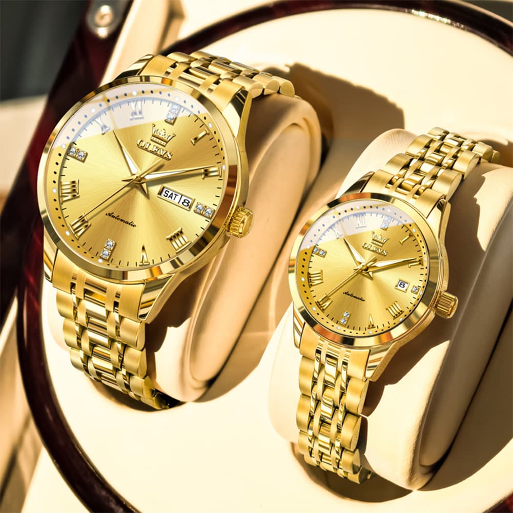 OLEVS 7062 Classic Automatic Couples Watch Set