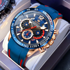 OLEVS 9936 Silicone Strap Racing Chronograph Watch for Men