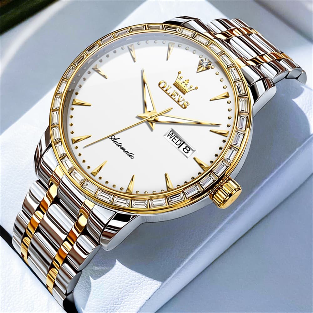 OLEVS 7019 Diamond Bezel Automatic Mechanical Watch For Men