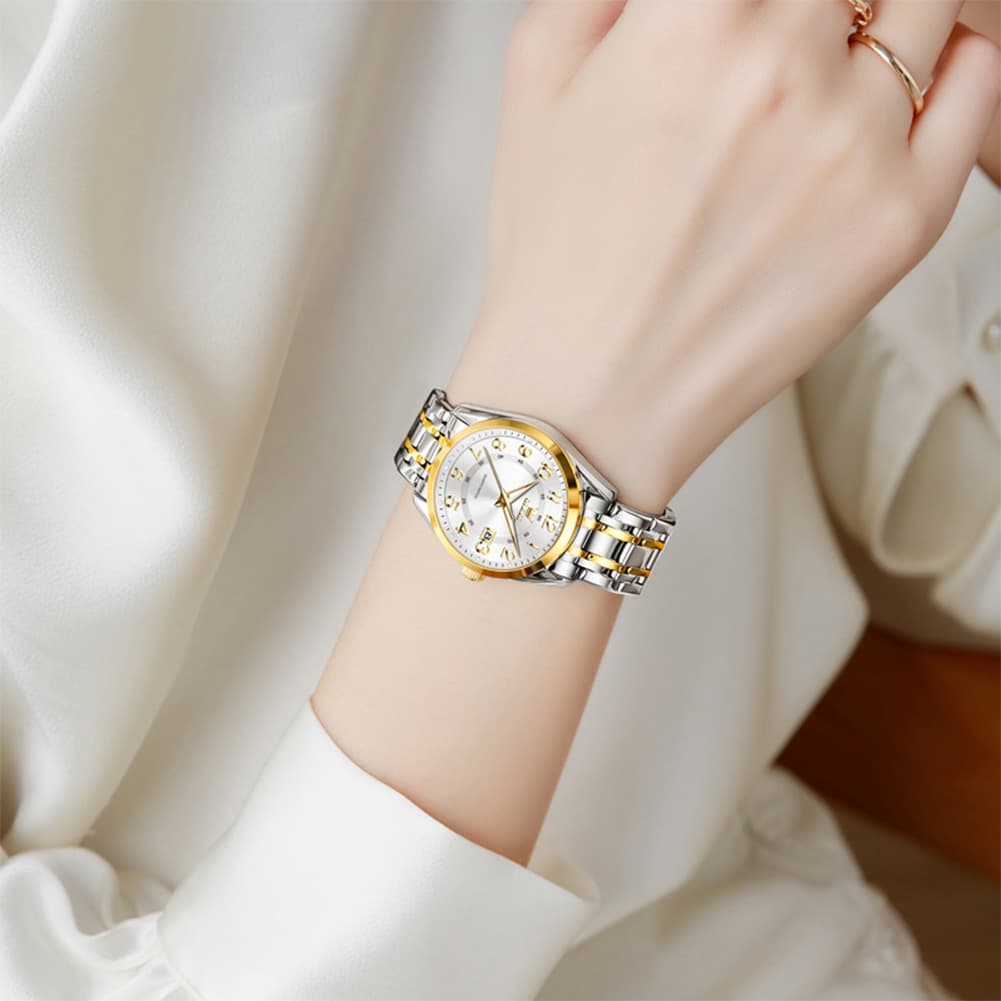 OLEVS 3666 Quartz Luminous Stainless Steel Watch For Women