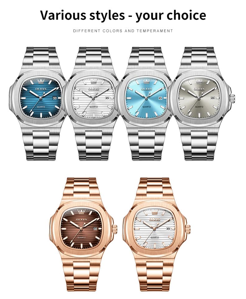 OLEVS 3696 Octagon Embossed Dial Luxury Sport Watch for Men