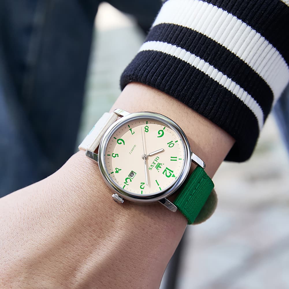 OLEVS 2991 Nylon Strap Casual Retro Quartz Watch for Men and Women