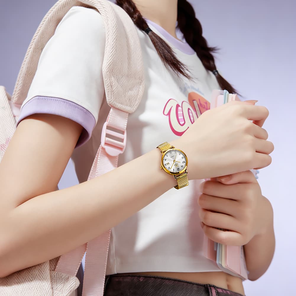 OLEVS Petite Minimalist Mesh Watch with Date 7130 for Women