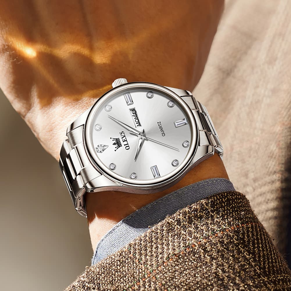 OLEVS 3621 Minimalist Diamond Quartz Watch for Men