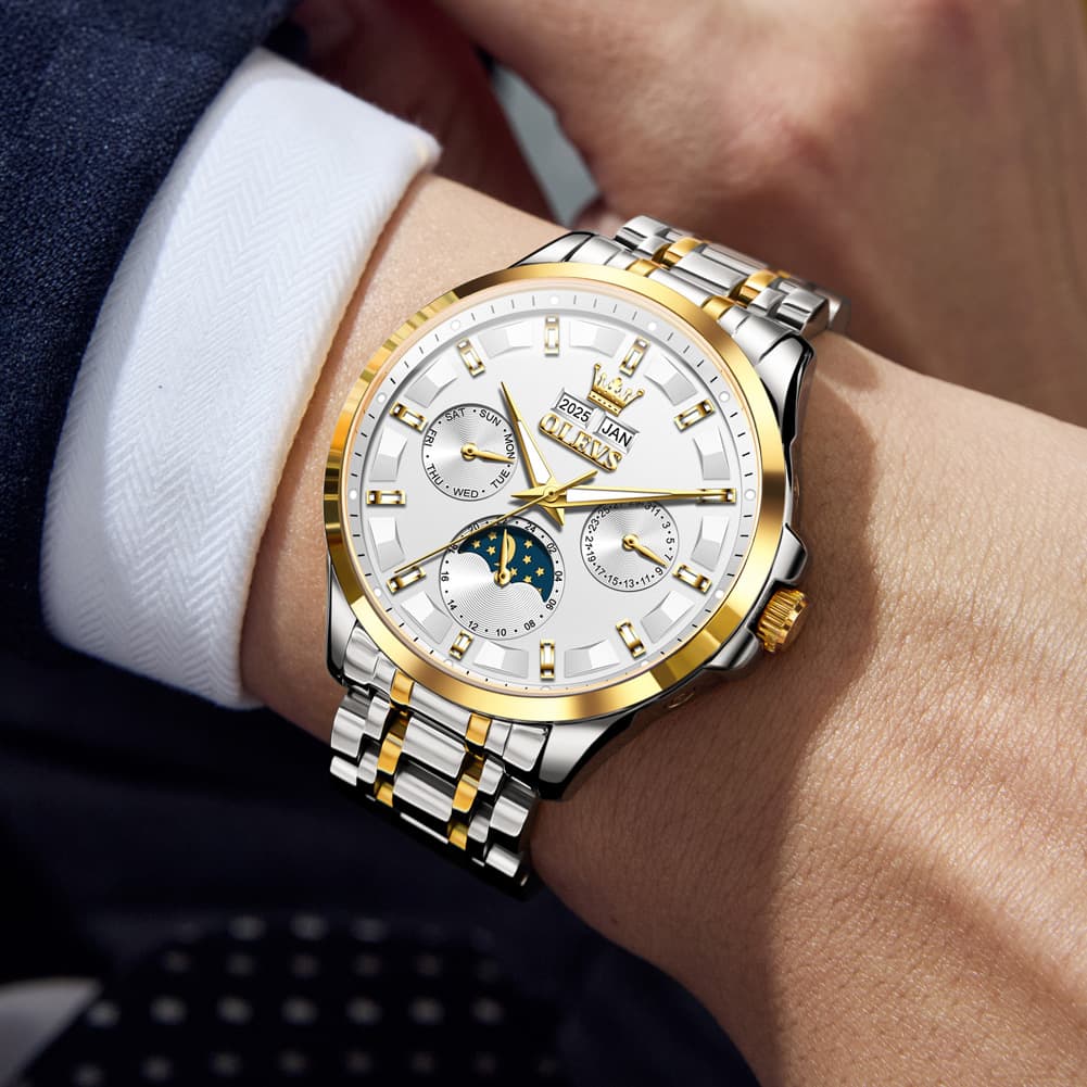 OLEVS 7070 Heavyweight Moon Phase Automatic Watch For Men
