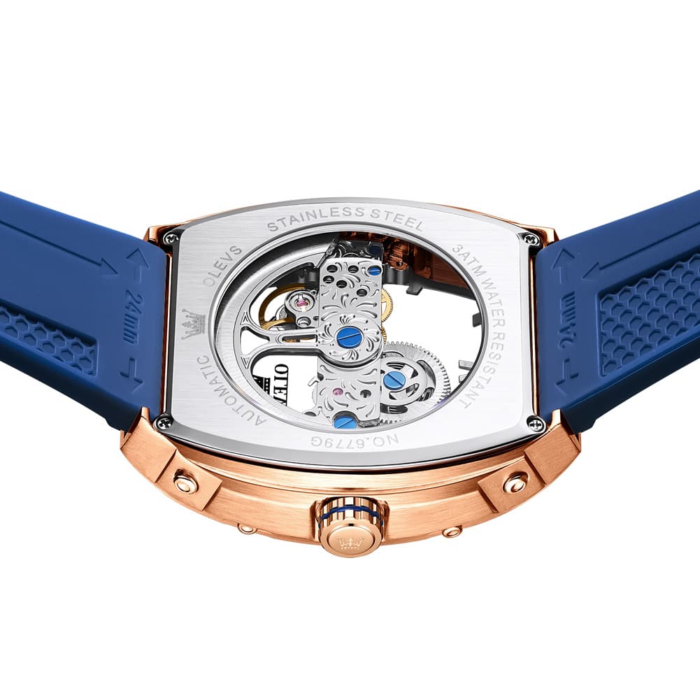 OLEVS 6779 Tonneau Skeleton Mechanical Watch for Men