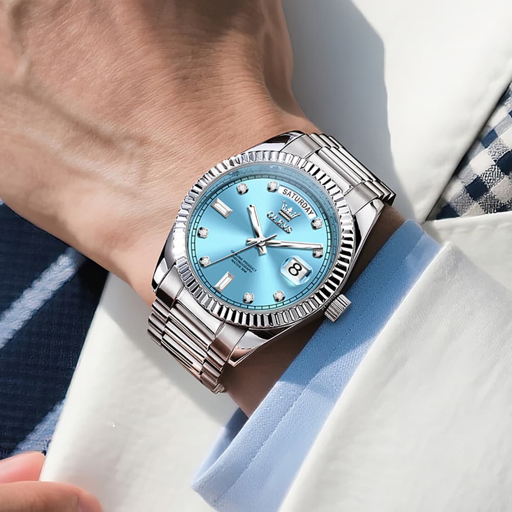 OLEVS 6736 Fluted Bezel Mechanical Watch for Men