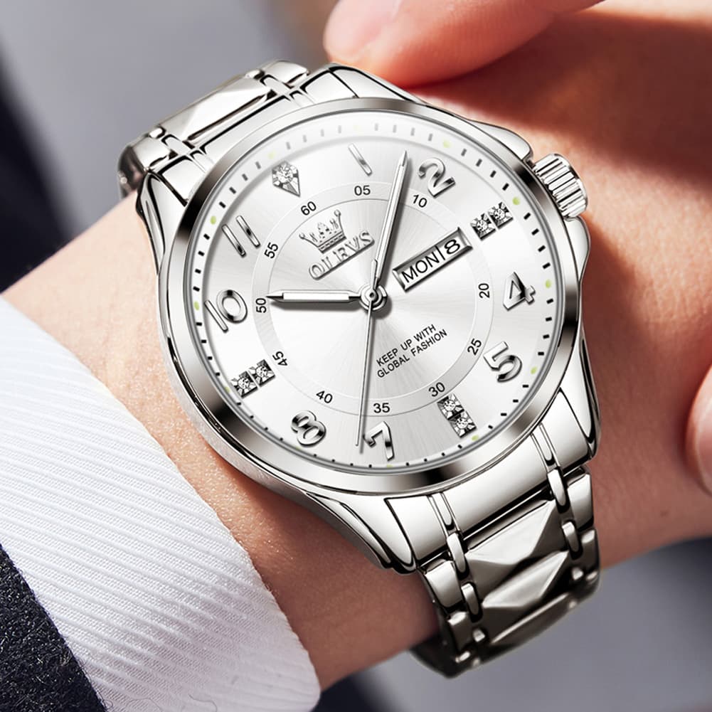 OLEVS 2910 Diamond Day Date Quartz Watch for Men