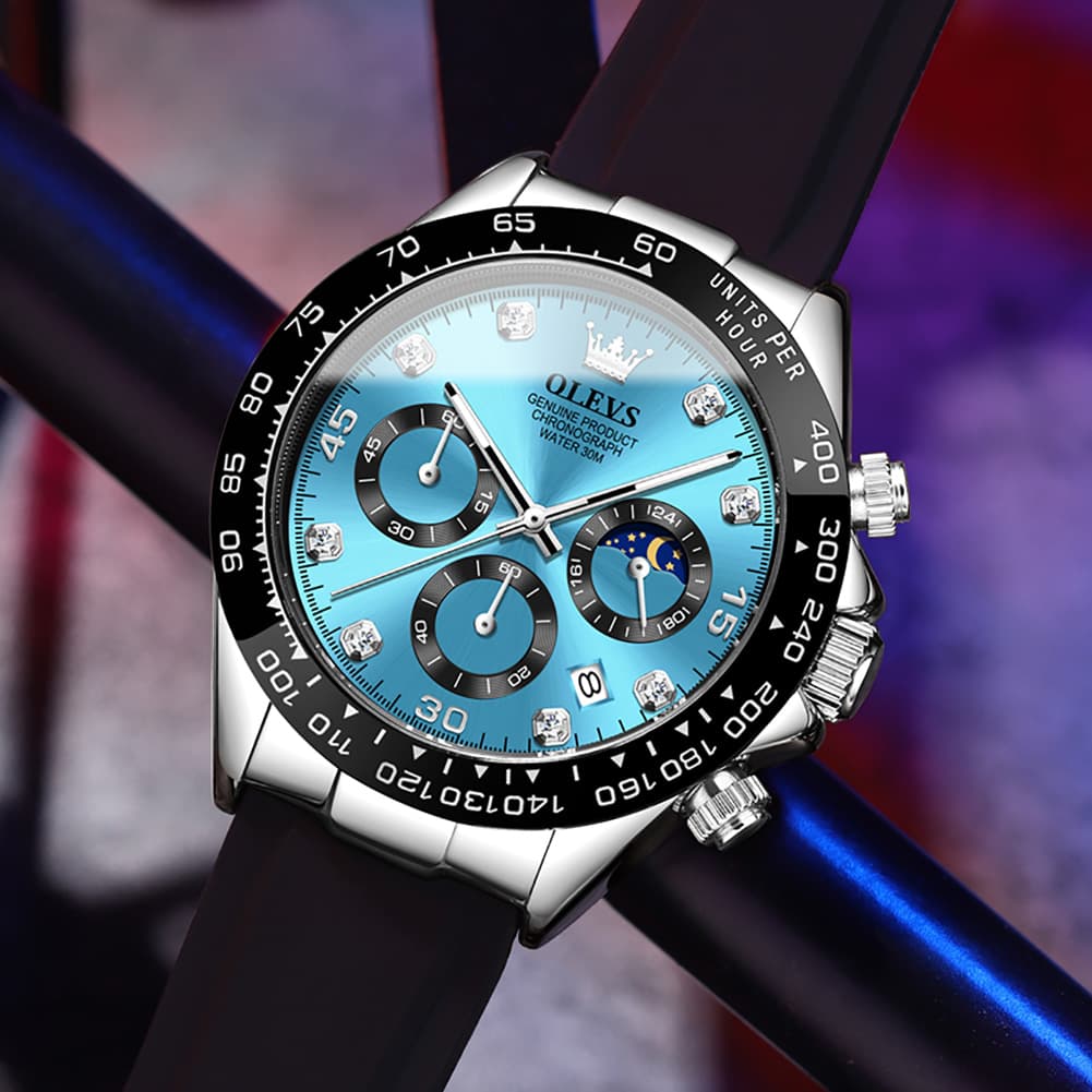 OLEVS 2875 Luxury Moon Phase Racing Chronograph Watch for Men