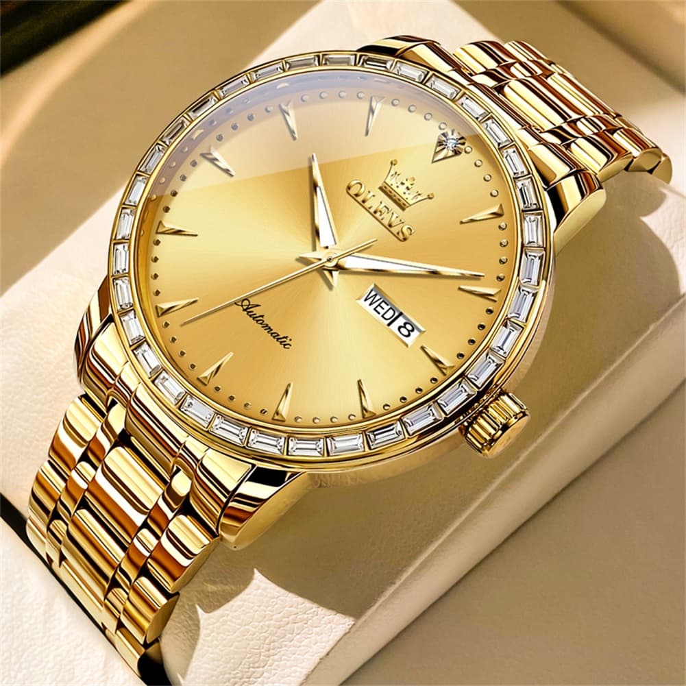 OLEVS 7019 Diamond Bezel Automatic Mechanical Watch For Men