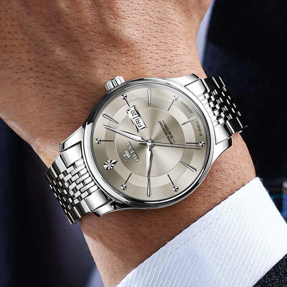 OLEVS Diamond Dial Day Date Automatic Mechanical Watch 9927 for Men