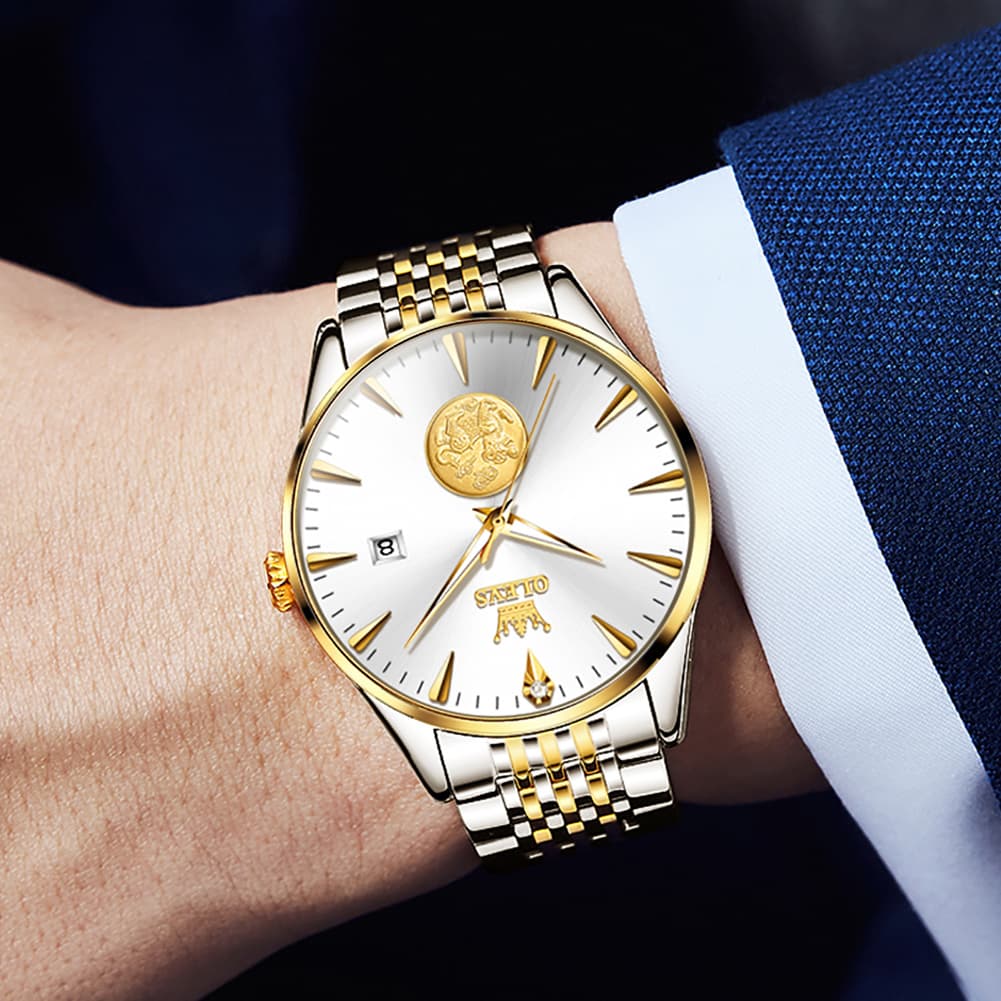 OLEVS 6665 Stainless Steel Pi Xiu Lucky Mechanical Watch for Men