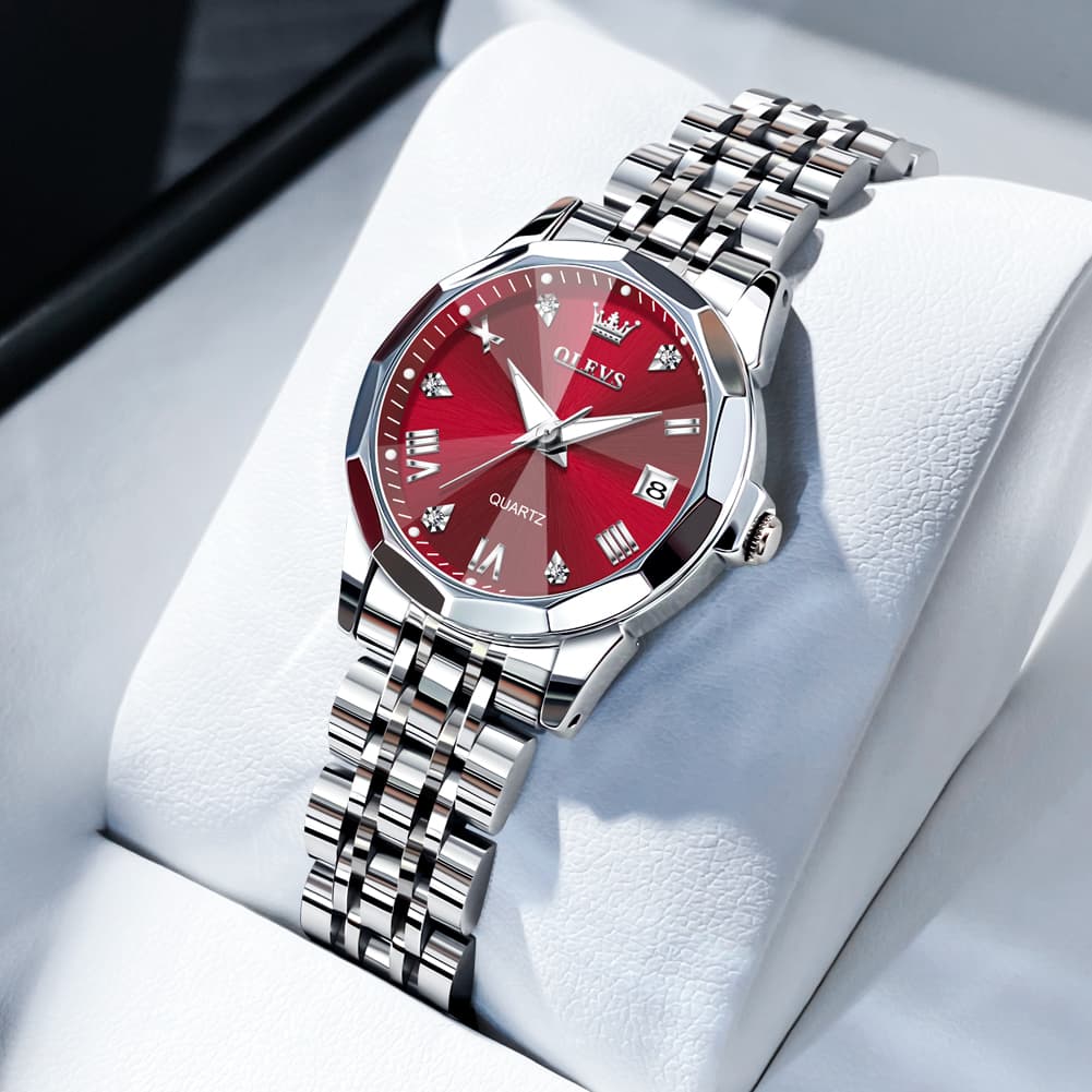 OLEVS 9931 Elegant Diamond Stainless Steel Quartz Watch for Women