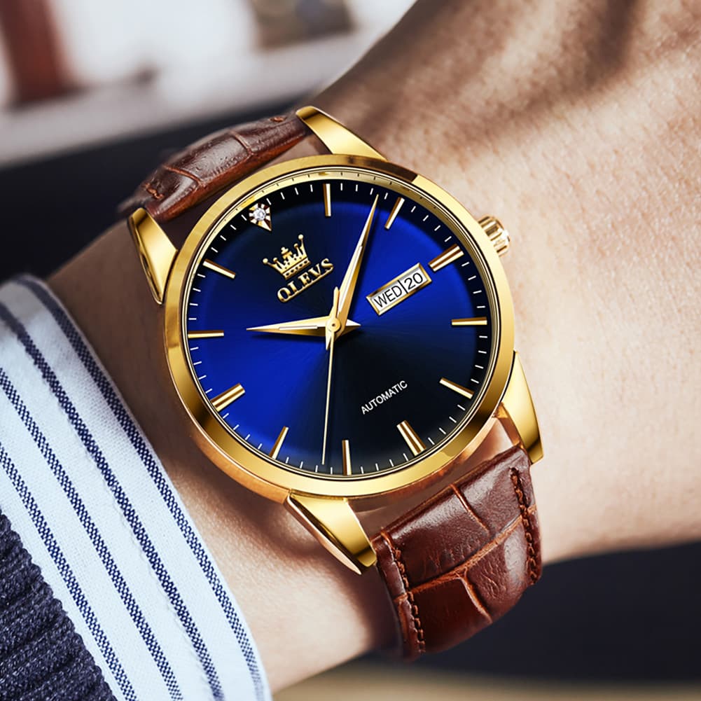 OLEVS 6629 Minimalist Day Date Mechanical Watch for Men