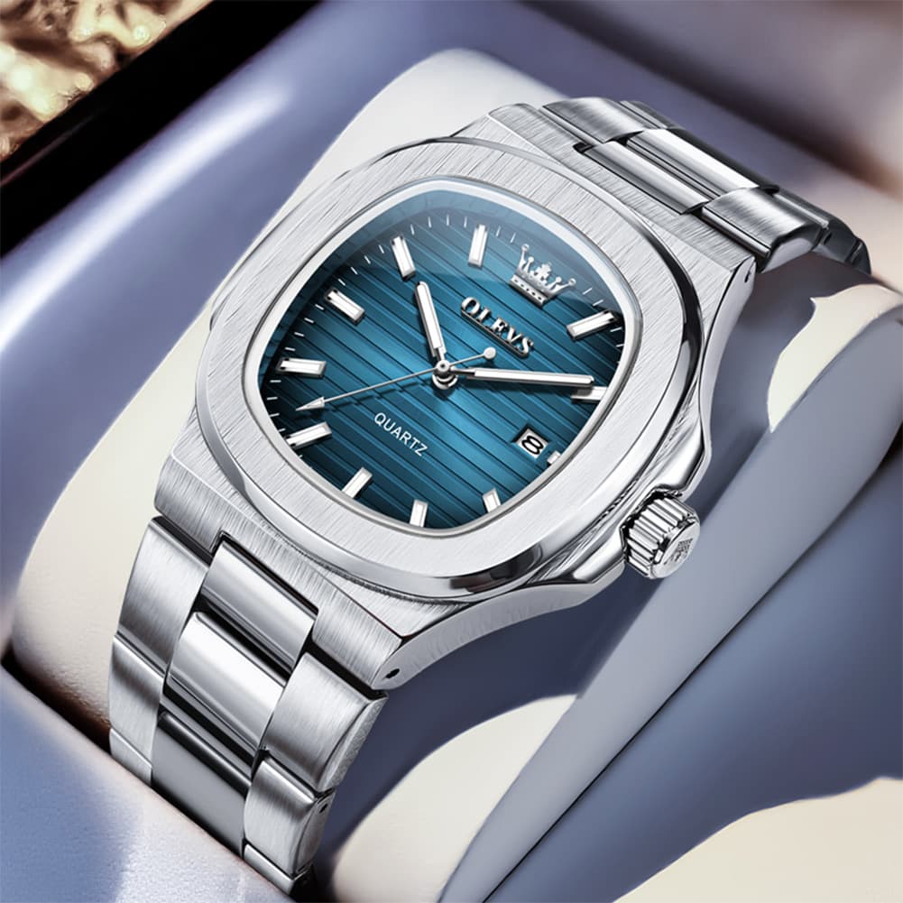 OLEVS 3696 Octagon Embossed Dial Luxury Sport Watch for Men