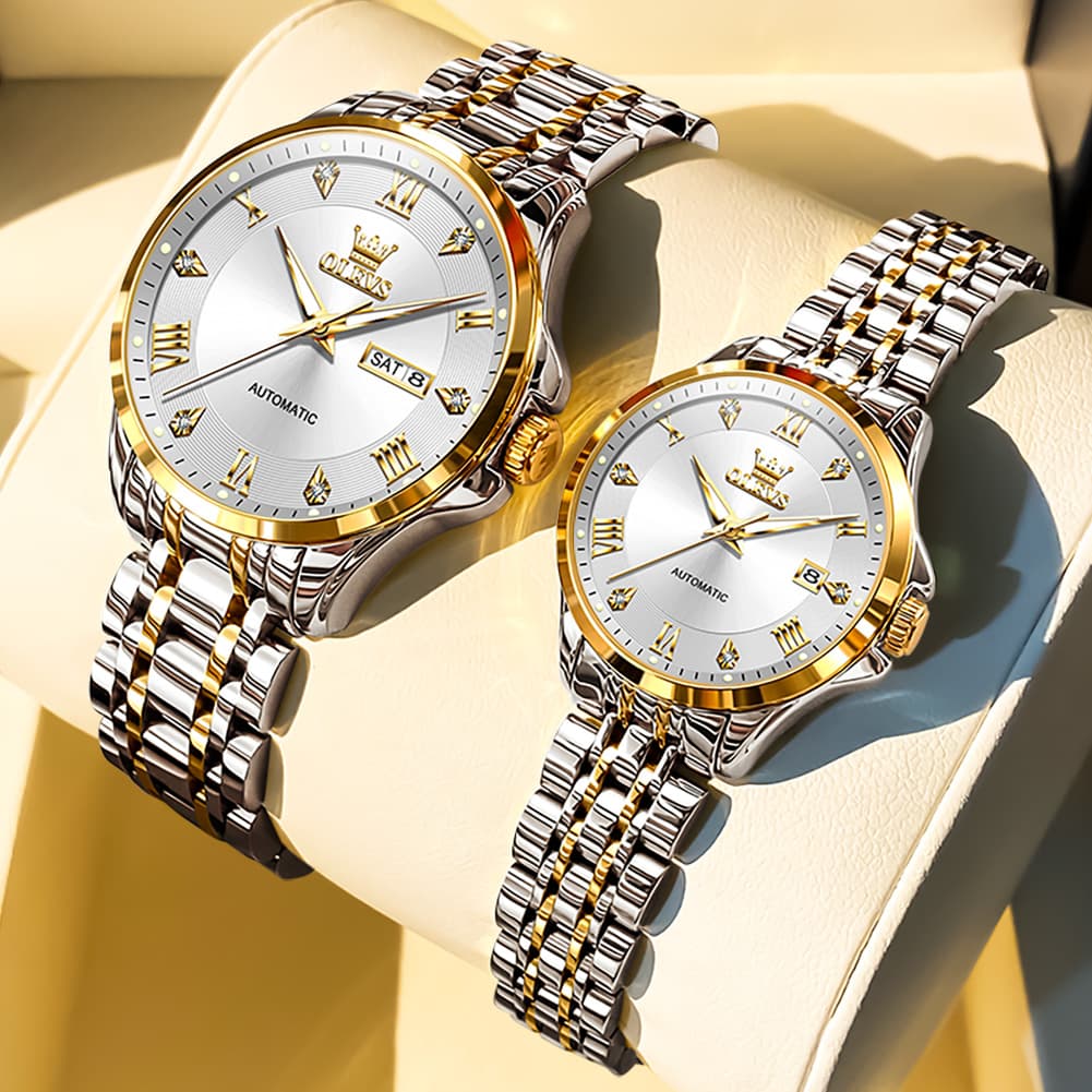 OLEVS 6702 Diamond Automatic Mechanical Watch For Couples
