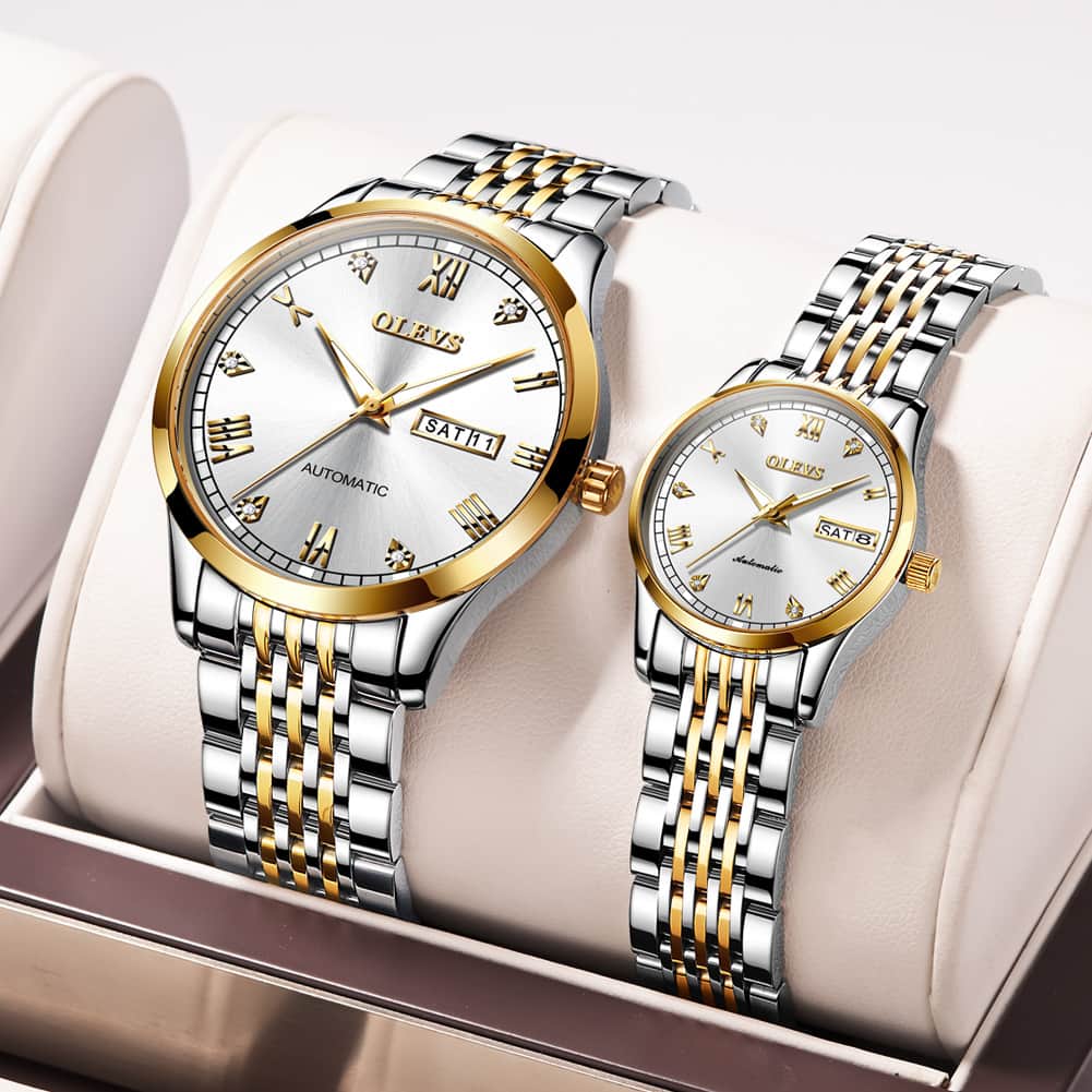 OLEVS 6602 Automatic Mechanical Couples Watch for Men Women