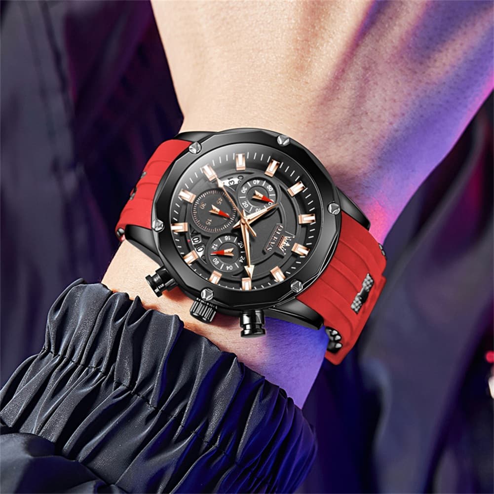 OLEVS 9991 Bold Chronograph Racing Silicone Watch for Men