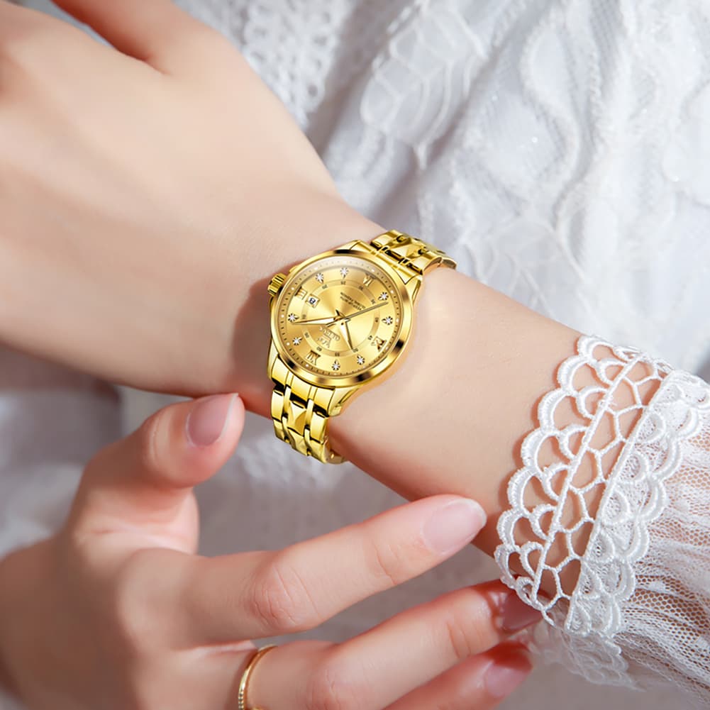 OLEVS 2906 Diamond Day Date Couples Watch Set Men Women