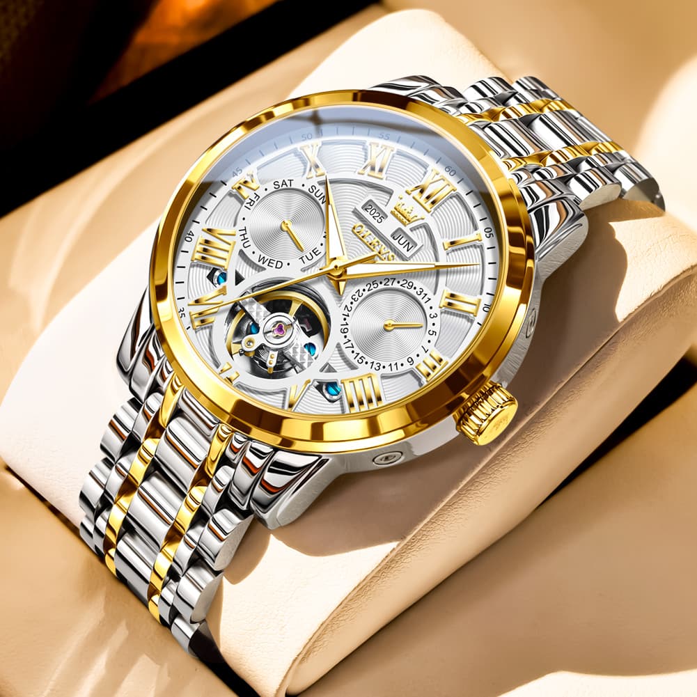 OLEVS 6668 Stainless Steel Mechanical Multifunction Watch for Men