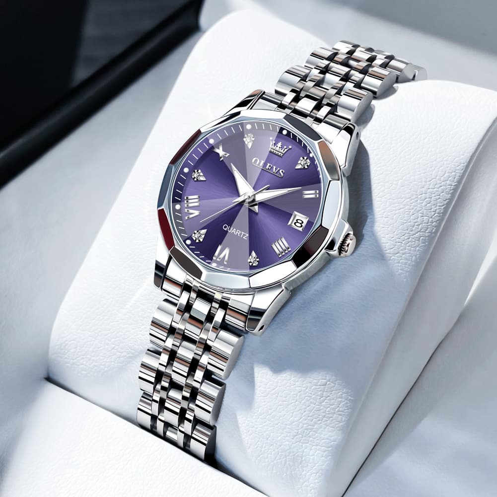 OLEVS 9931 Elegant Diamond Stainless Steel Quartz Watch for Women