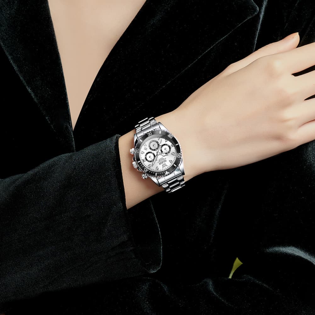 OLEVS Women Chronograph Watch Stainless Steel Sport Date Quartz 5632