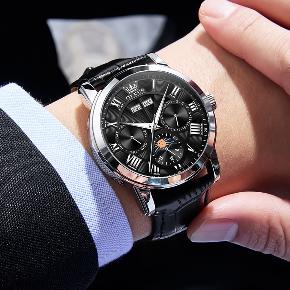 OLEVS 6785 Sun and Moon Multi Function Mechanical Watch for Men