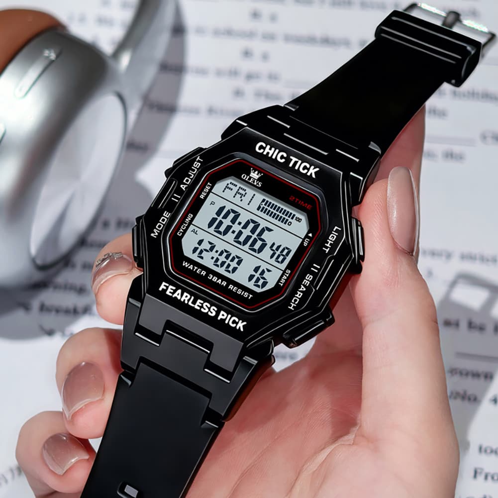 OLEVS 1119 Classic Retro Octagon Digital Sport Watch Unisex