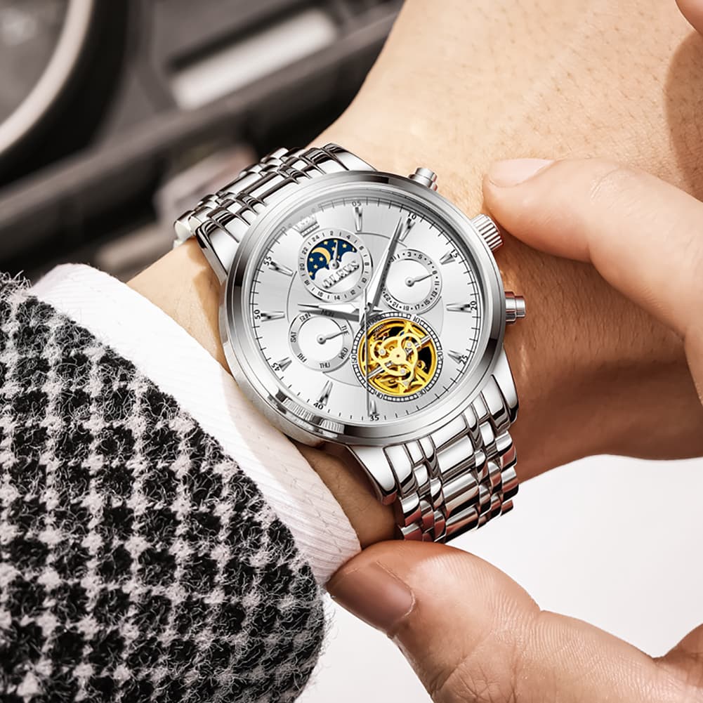 OLEVS 6746 Multi-Function Skeleton Mechanical Watch for Men