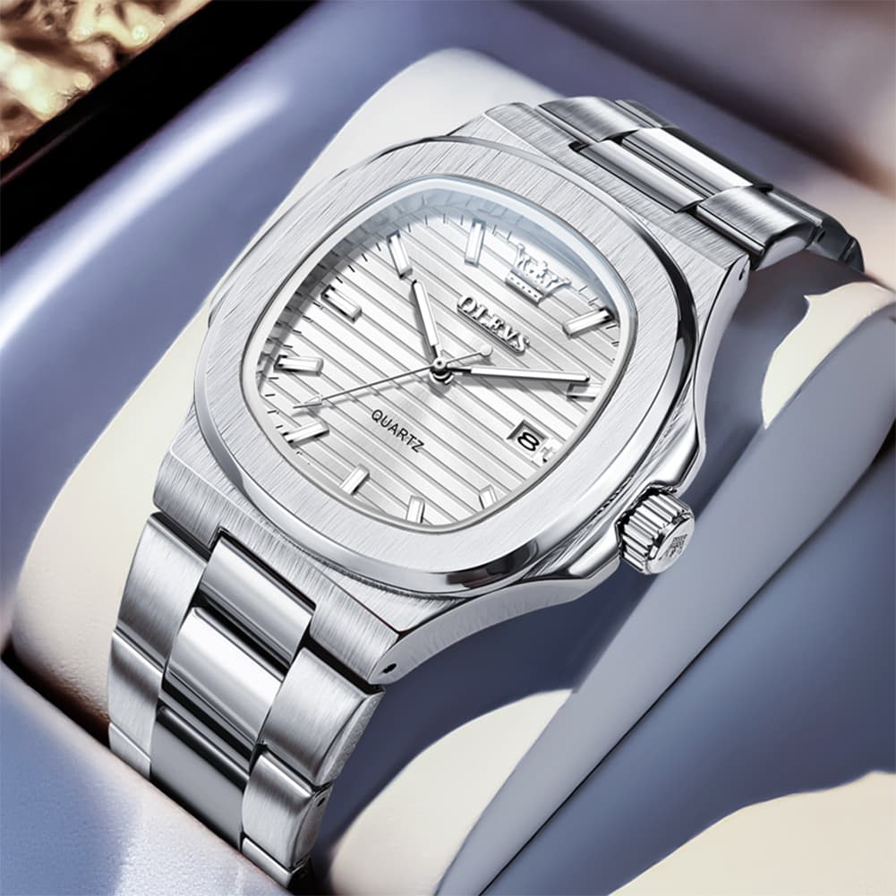 OLEVS 3696 Octagon Embossed Dial Luxury Sport Watch for Men