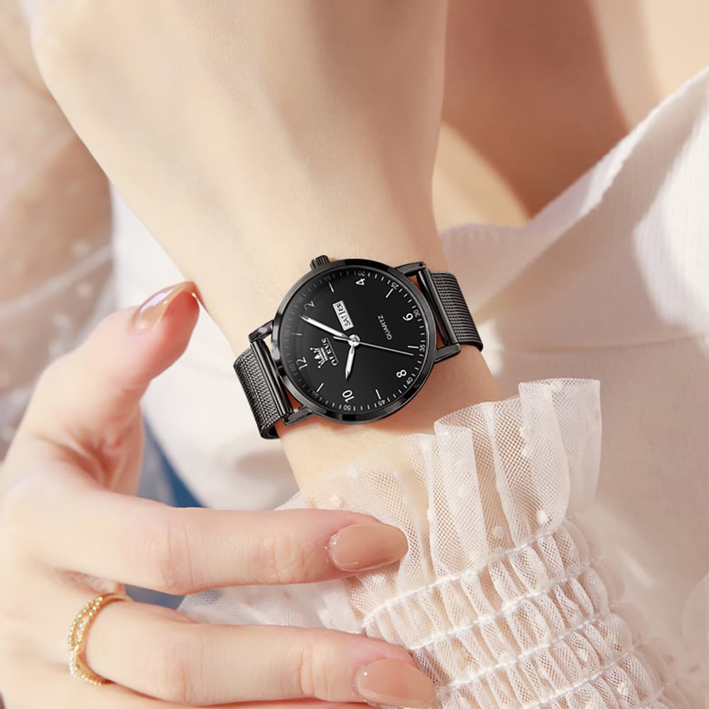 OLEVS 2996N Milanese Steel Minimalist Quartz Watch for Women