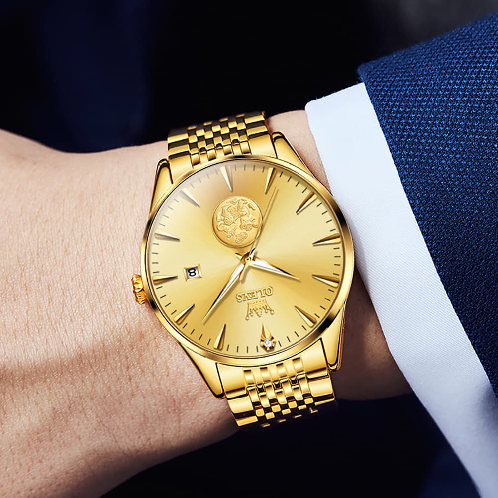 OLEVS 6665 Stainless Steel Pi Xiu Lucky Mechanical Watch for Men