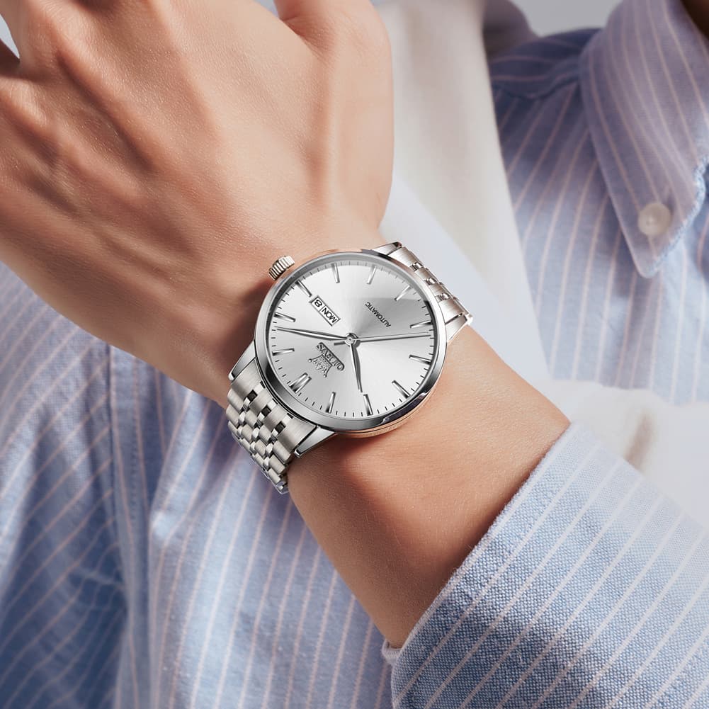 OLEVS 7048 Minimalist Dual Calendar Automatic Watch For Men