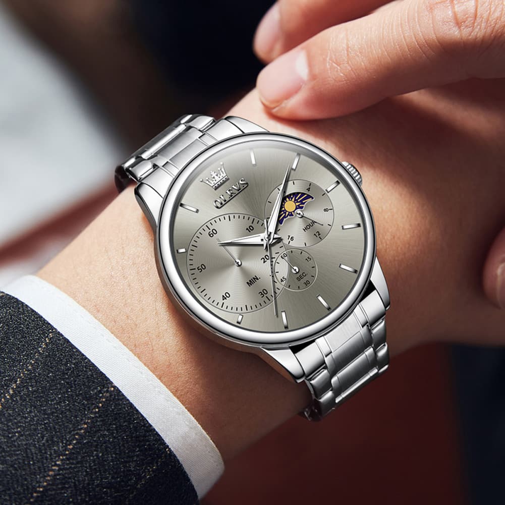 OLEVS 2936 Chronograph Moon Phase Quartz Watch for Men